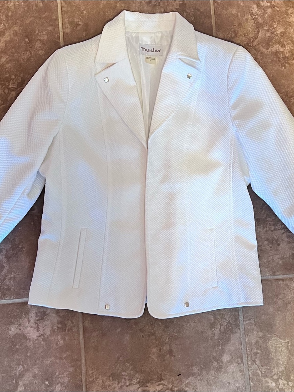 TANJAY White Textured Women's Blazer Jacket